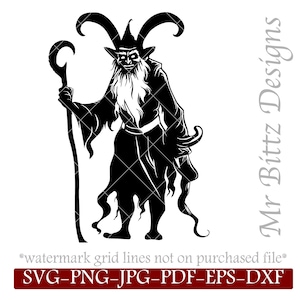 Krampus SVG, DIY Transfer Sticker, Iron on Demon Graphic, Fantasy Stencil, Christmas Devil, Imagen descargable, Stencil