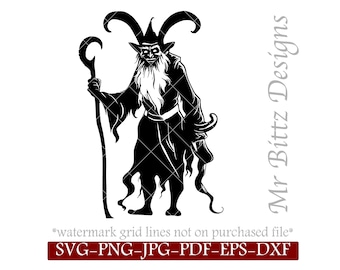 Krampus SVG, DIY Transfer Sticker, Iron on Demon Graphic, Fantasy Stencil, Christmas Devil, Downloadable Image, Stencil