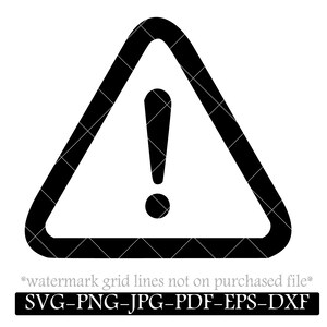 May include: Black and white warning sign with an exclamation point inside a triangle.