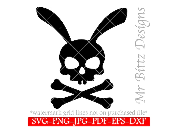 Easter Bunny Skull and Crossbones SVG, Evil Rabbit Silhouette JPG
