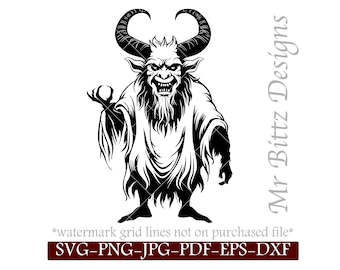 Krampus SVG, DIY Transfer Sticker, Iron on Demon Graphic, Fantasy Stencil, Christmas Devil, Downloadable Image, Stencil