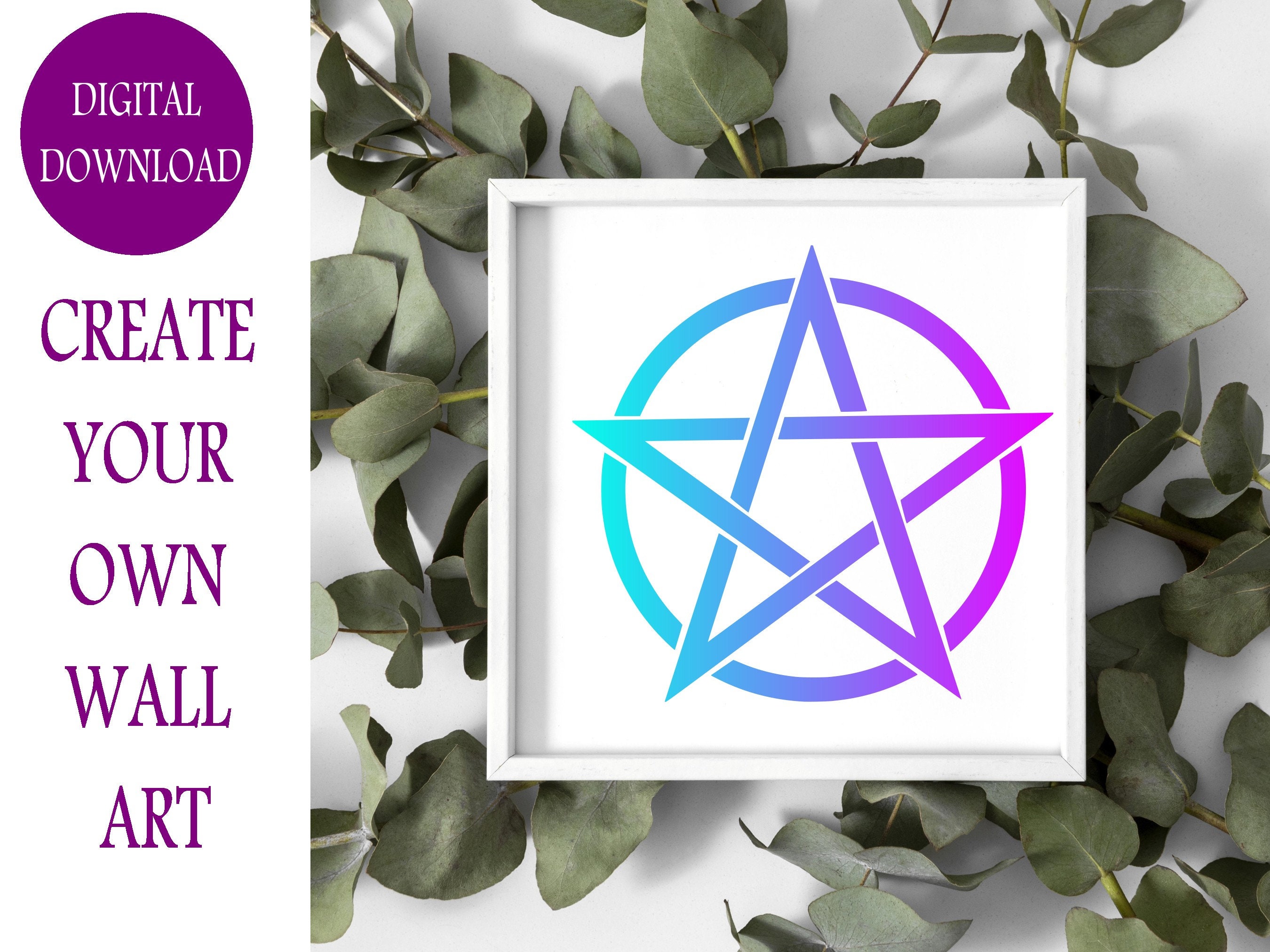 Pentacle SVG, Pentagram DIY Transfer Sticker, Iron on Graphic, Pagen ...