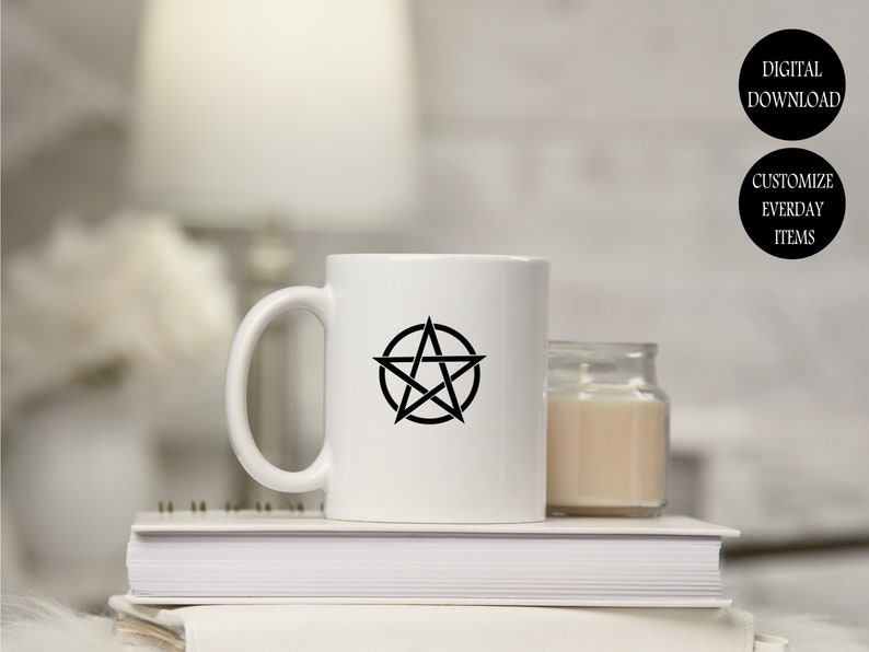 Pentacle SVG, Pentagram DIY Transfer Sticker, Iron on Graphic, Pagen ...