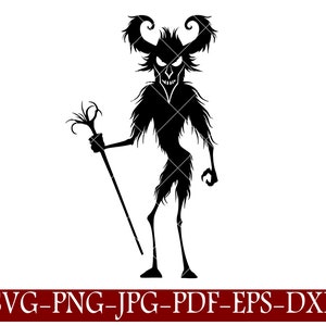 Krampus SVG, DIY Transfer Sticker, Iron on Demon Graphic, Fantasy Stencil, Christmas Devil, Imagen descargable, Stencil