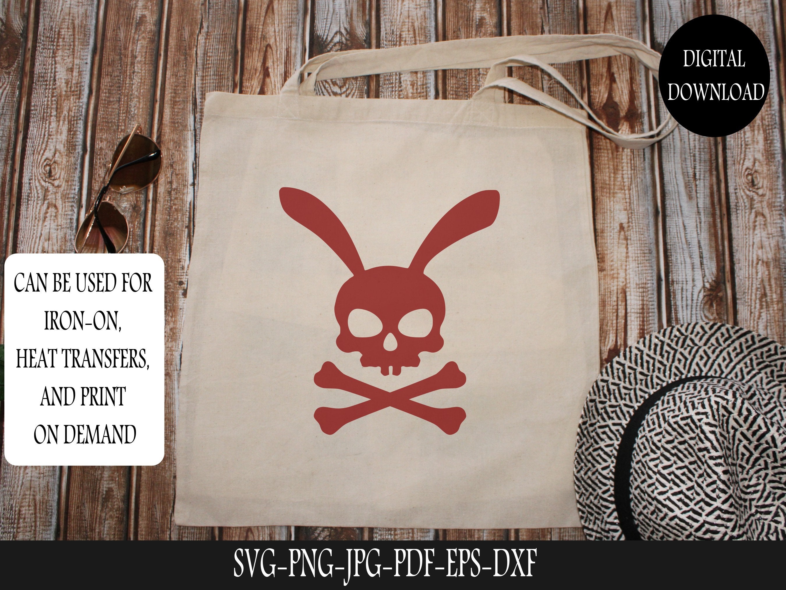 Easter Bunny Skull and Crossbones SVG, Evil Rabbit Silhouette JPG, Grim ...