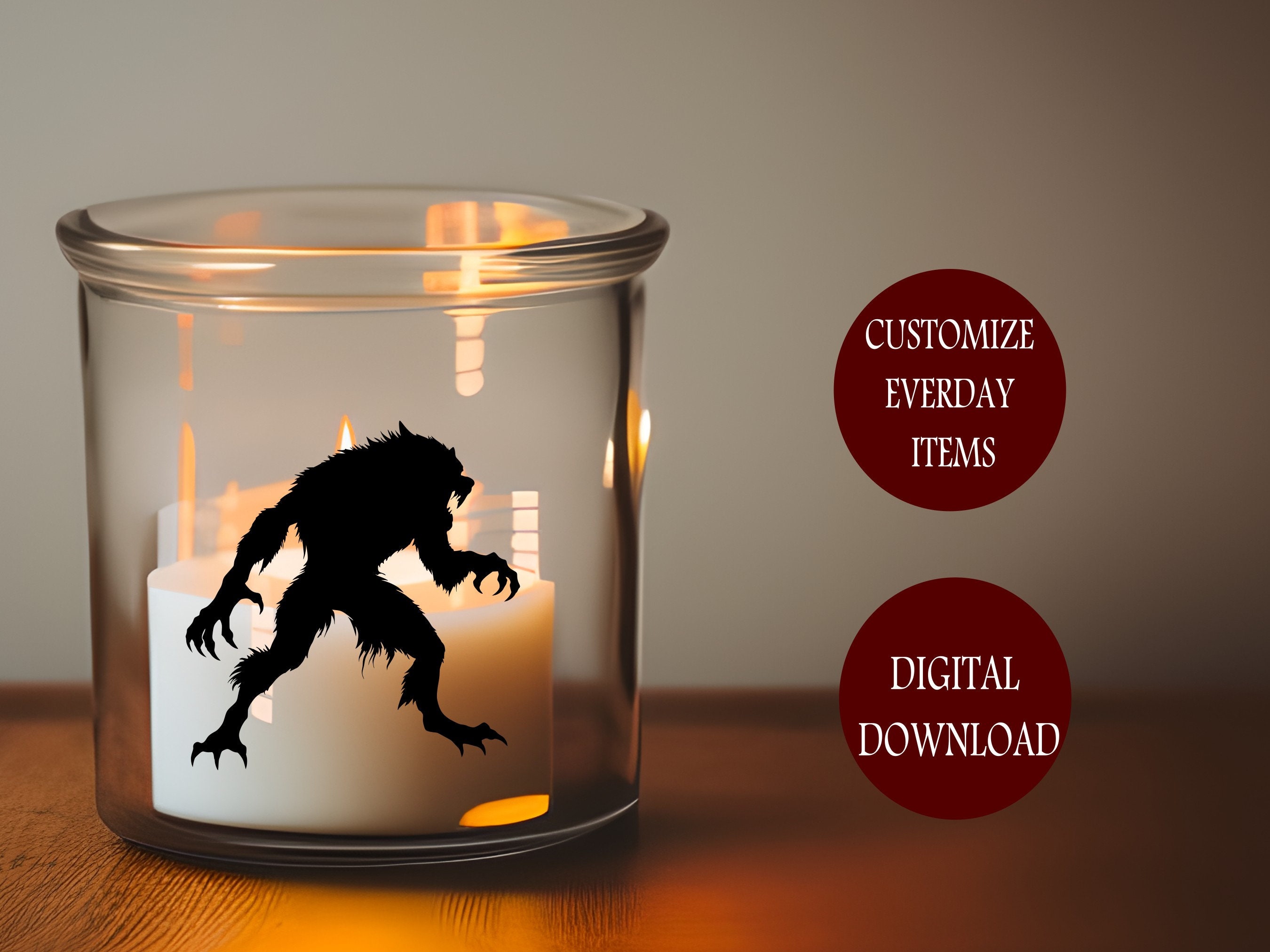 Werewolf SVG, Wolfman DIY Transfer Sticker, Iron on Graphic, Full Moon