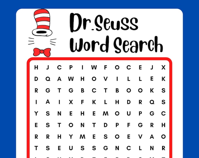 Dr. Seuss Word Search, Instant Download, Printable, PDF - Etsy