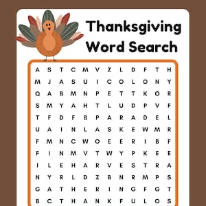 Thanksgiving Word Search, Printable, Instant Download, PDF
