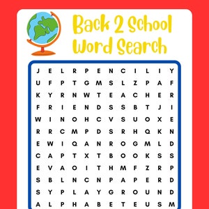 Back To School Word Search, Printable, Instant Download, PDF