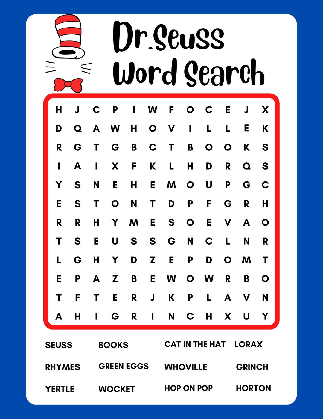 free dr seuss word search