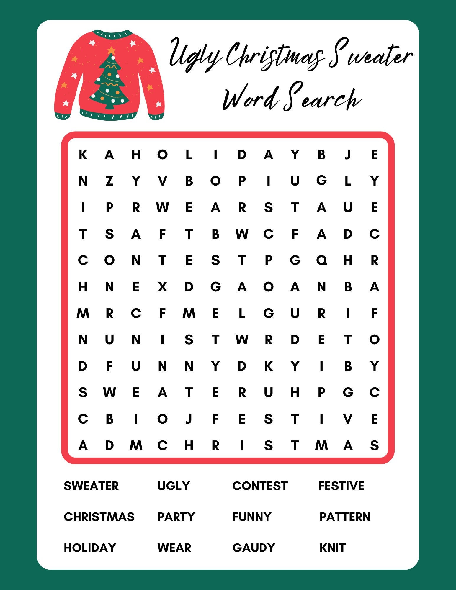 Ugly Sweater Word Search Printable Instant Download PDF Etsy ugly-sweater-word-search-printable-instant-download-pdf-etsy