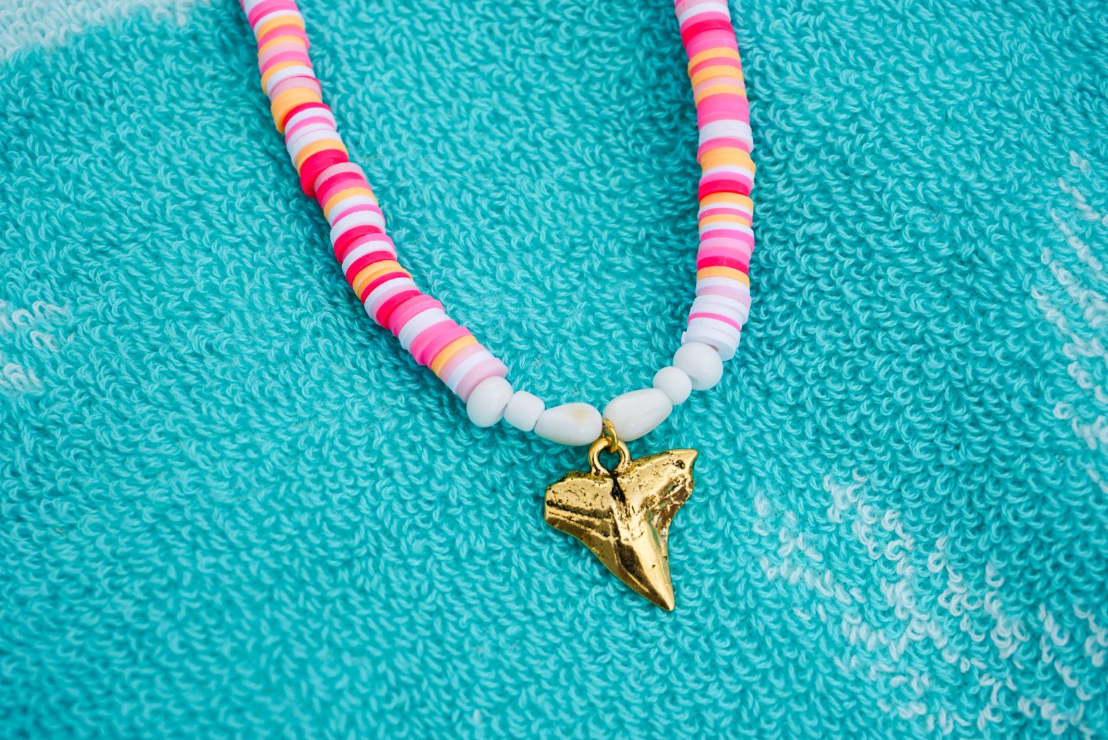Beaded shark tooth necklace deals