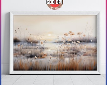 Wildflowerfield Printable Vintage Wall Art Painting Wildflower Field Landscape Instant Digital Wildflower Field Artful Living Room Wall Art