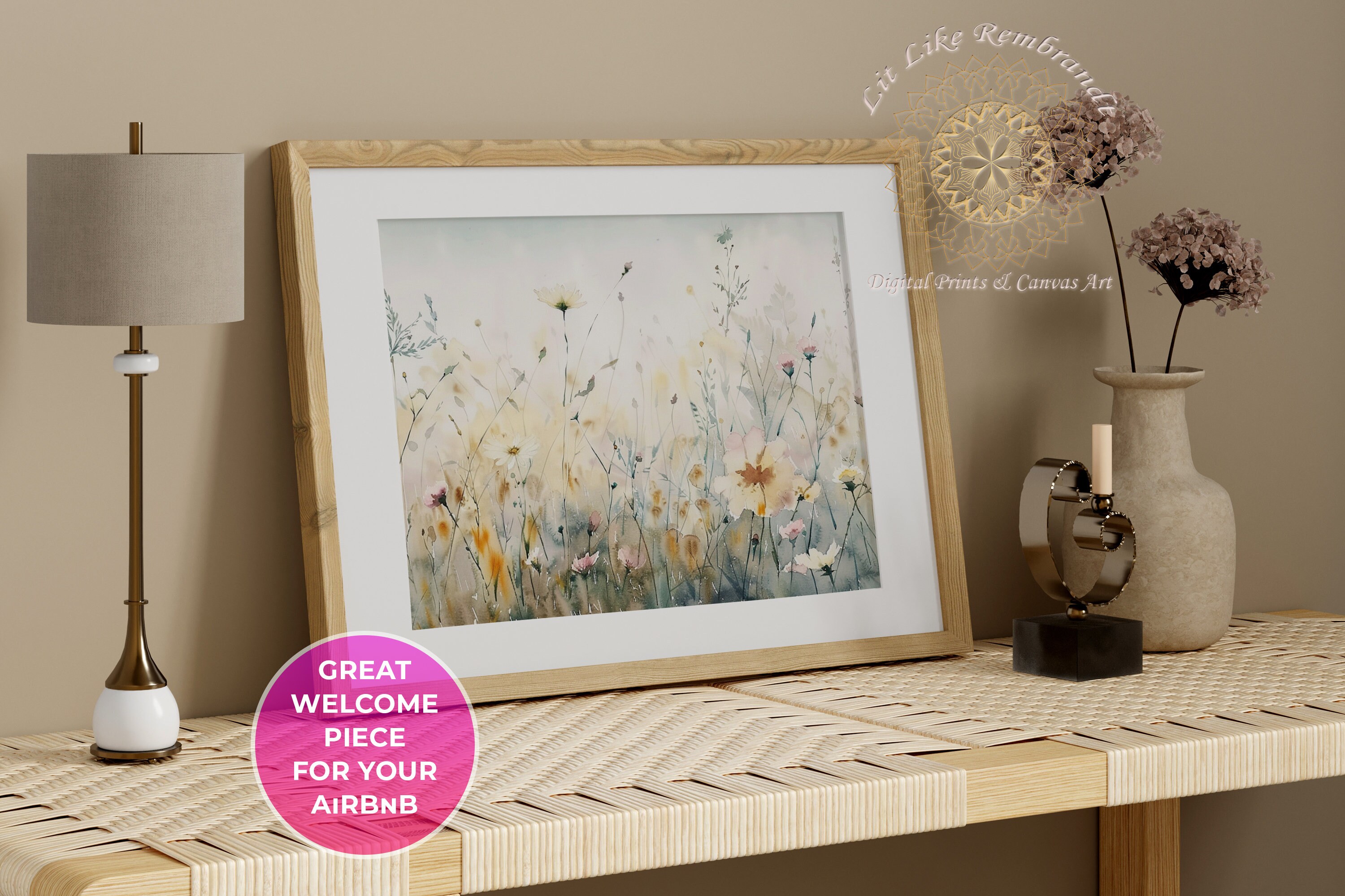 Instant Download Watercolor Wildflower Field Wall Art Spring Meadow ...