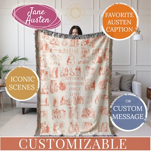 Pemberley Gift Pride and Prejudice Throw Mr Darcy Elizabeth Bennet Jane Austen Quote Blanket Personalized Book Lover Literay Wedding Gift