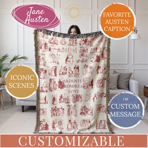 Custom Woven Blanket Jane Austen Pride and Prejudice Quote Blanket Personalized Wedding Gift Bookish Gift Pemberley Mr Darcy Elizabeth