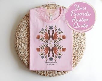 Camiseta literaria Camiseta de Jane Austen Orgullo y prejuicio Sr. Darcy Elizabeth Bennet Pemberley Regalo para amantes de los libros Camiseta botánica Cita de Jane Austen