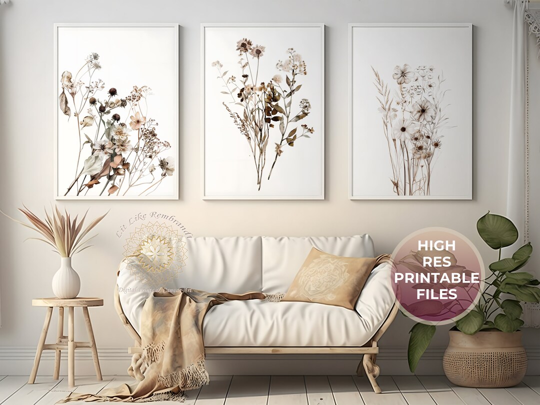 Dried Flower Wall Art Printable Wildflower Botanical Artwork Beige Dried Flower Wall Art Printable Wildflower Botanical Artwork Beige