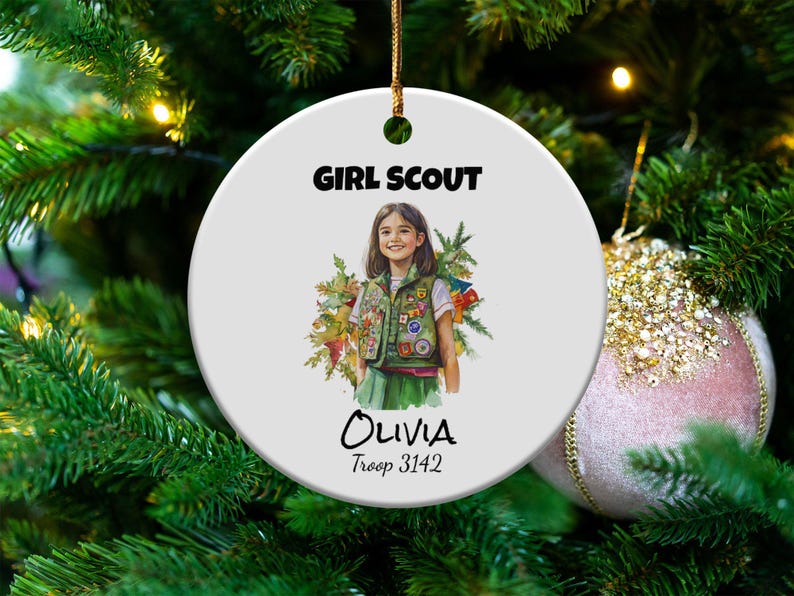 Personalized Girl Scout Ornament, Custom Girl Club Cookie Seller, Name ...