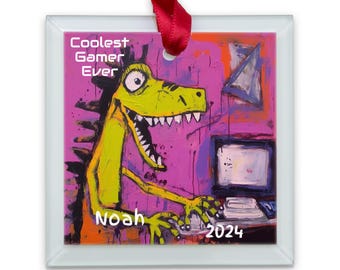 Personalized Custom Name Gaming Room Ornament Gift for Gamers Christmas Gamer Gift Personalized Gamer Ornament Coolest Gamer Ever Ornament