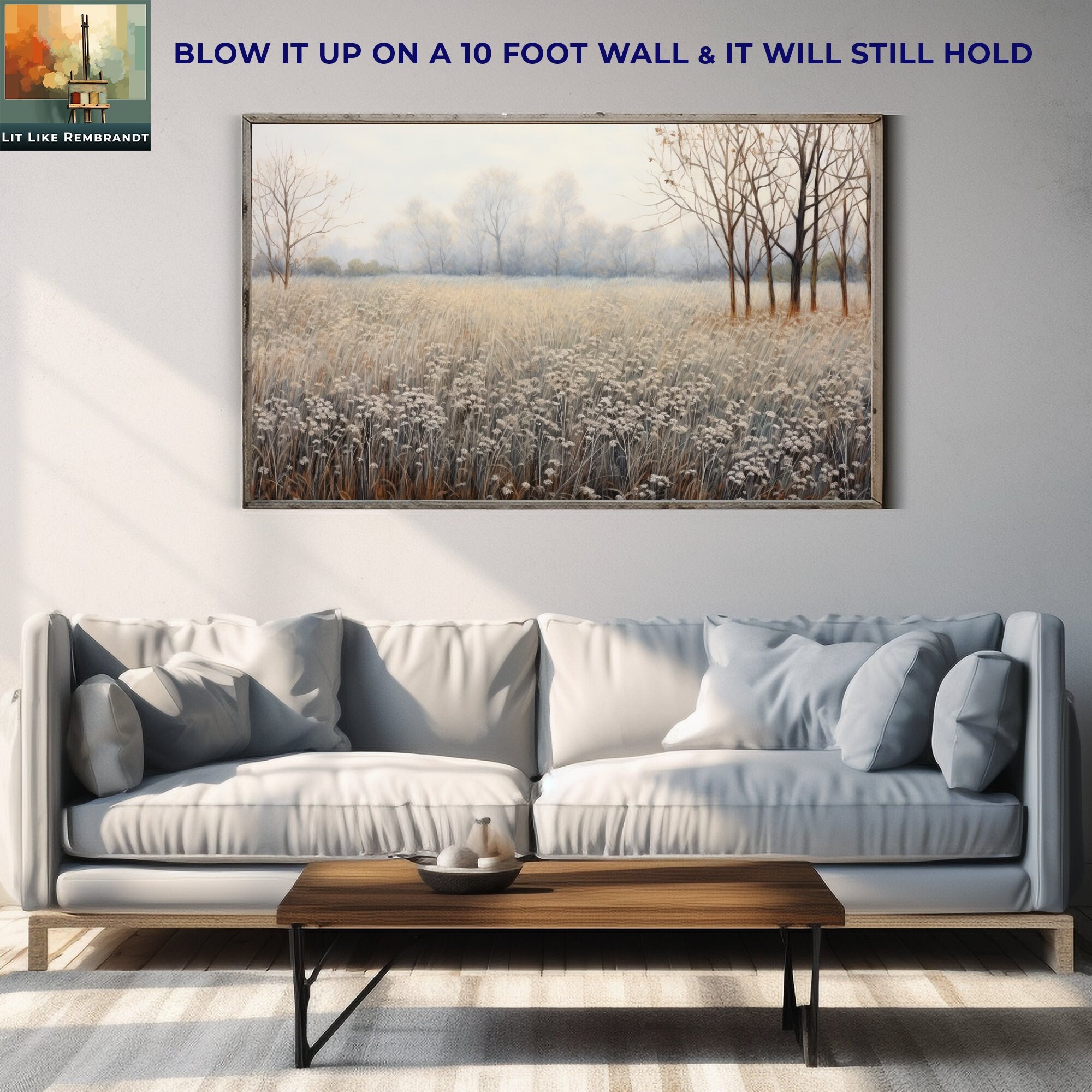 Vintage Wall Art Painting Wildflowerfield Printable Wildflower Field Landscape Oilpainting