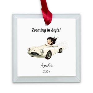 Personalized Ornament First Time Girl Driver Zooming in Style Custom Car Keepsake Gift for New Driver 2024 Custom New License Ornament