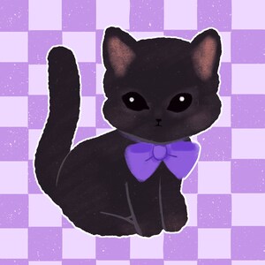 Black Cat Sticker | Cute Cat Sticker, Vintage Sticker Cat, Kitten Sticker, Retro Cat Sticker, Gift for Cat Mom