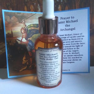Archangel St. Michael Holy Relic Oil-Touched to a Holy Relic from the Apparition Grotto of St. Michael the Archangel