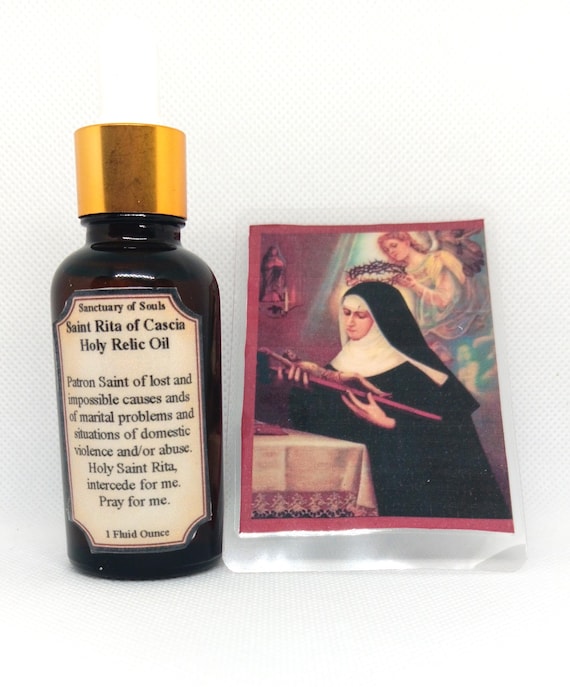 thumbnail image 2 of St. Dymphna Holy Relic Oil – 1 Oz – Handmade USA – With Laminated Prayer Card 2 of 5