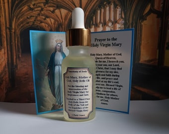 Blessed Virgin Mary Holy Relic Oil - 3rd Class Holy Relic-1 Ounce-Prayer Card Included