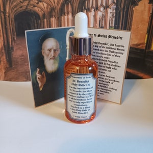 St. Benedict Holy Relic Oil--Prayer Card Included