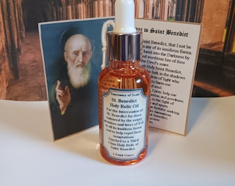 St. Benedict Holy Relic Oil--Prayer Card Included
