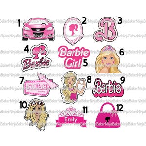 ¡Envío rápido! Plantillas para galletas de Barbie / Cortadores de galletas de Barbie / Cortadores de galletas con forma de muñeca, bolso, corona y tiara