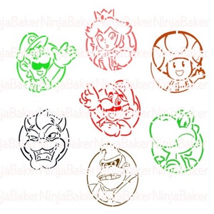 FAST SHIPPING! PYO Super Mario Characters Cookie Stencils | Bowser Luigi Princess Peach Toad Yoshi Donkey Kong Cookie Stencils