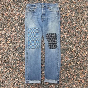 Patchwork Levi’s 501 Buttonfly Jeans: Upcycled 60s Style - 34x34