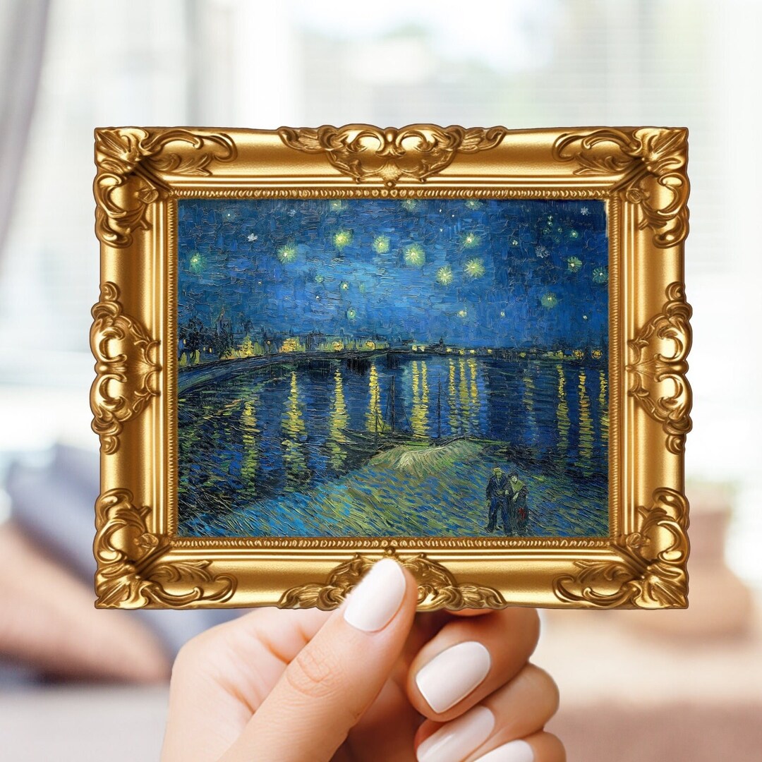 Vincent Van Gogh's Starry Night Over the Rhone in Frame Sticker for Art ...