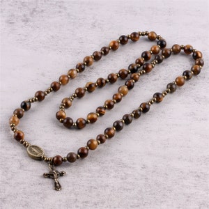 Rosary Wrap Bracelet Tiger Eye Stones Catholic Gift Religious Gift First Communion Confirmation Wedding Prayer Beads image 5