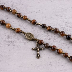 Rosary Wrap Bracelet Tiger Eye Stones Catholic Gift Religious Gift First Communion Confirmation Wedding Prayer Beads image 9