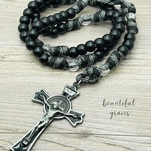 Rosary Catholic Black Paracord Rosary Durable Strong