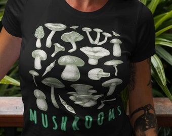 Botanical Mushrooms T-shirt: Plant Lover Nature Tee