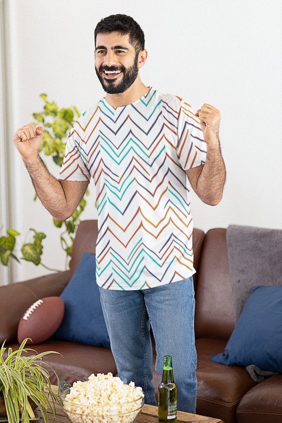 Cheveron Graphic Print Teeshirt Gift for Him Work Date Party