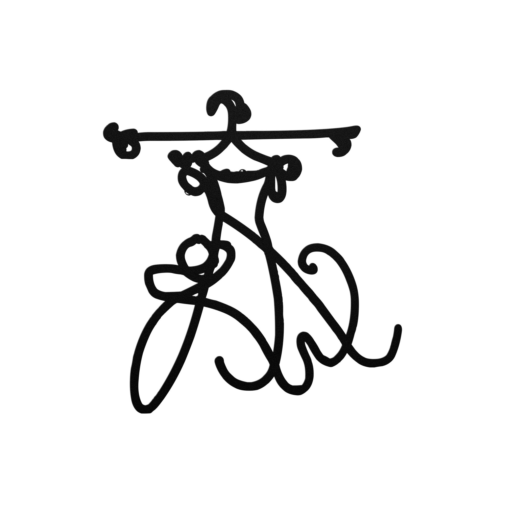 knee length dresses for ladies Lady Metal Wall Art in Dress – Steel Silhouette Wall Décor – Rusper & Pines main image 0