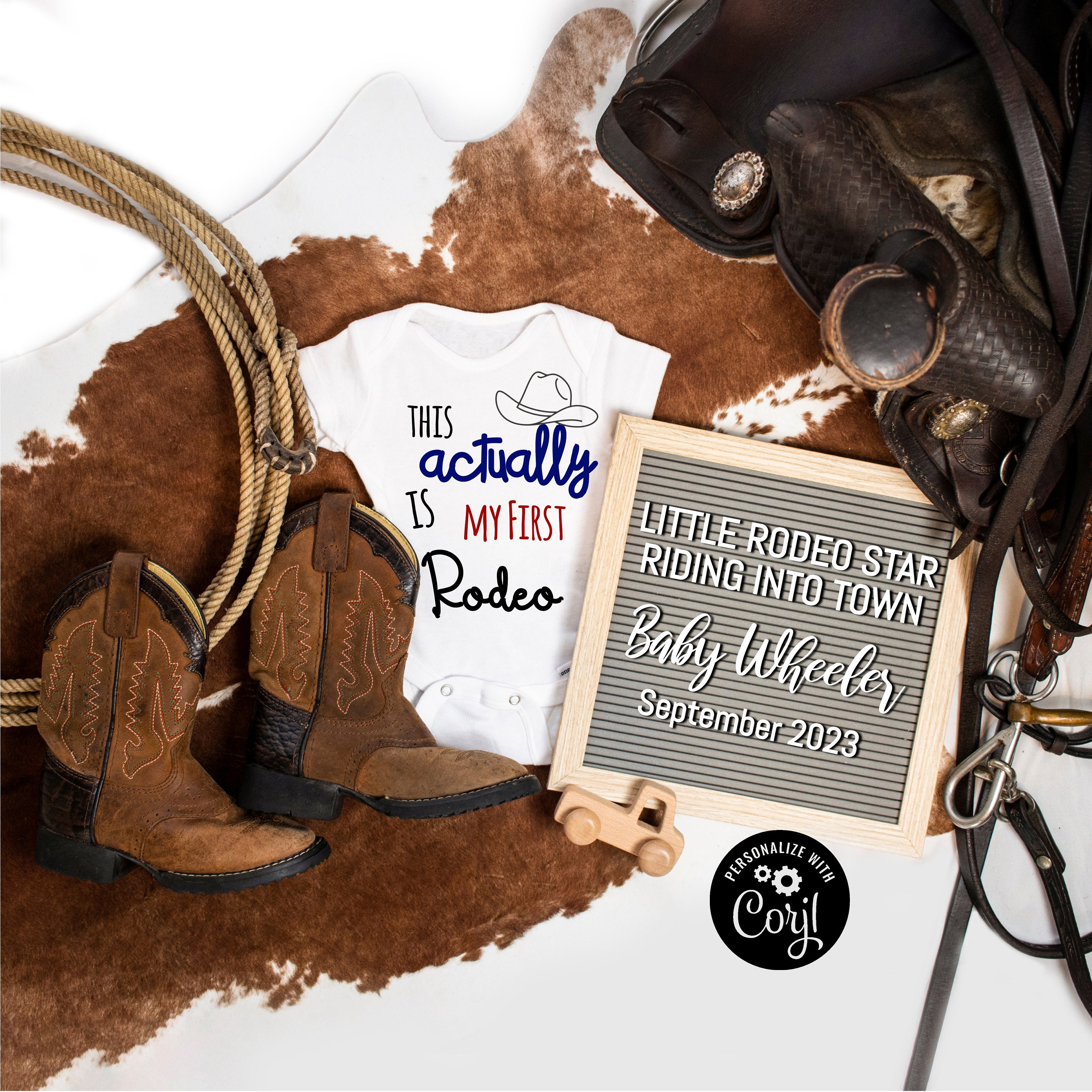 Digital Western Pregnancy Announcement Digital Cowboy Baby Announcement Our First Rodeo Download Social Media Facebook Instagram Etsy
