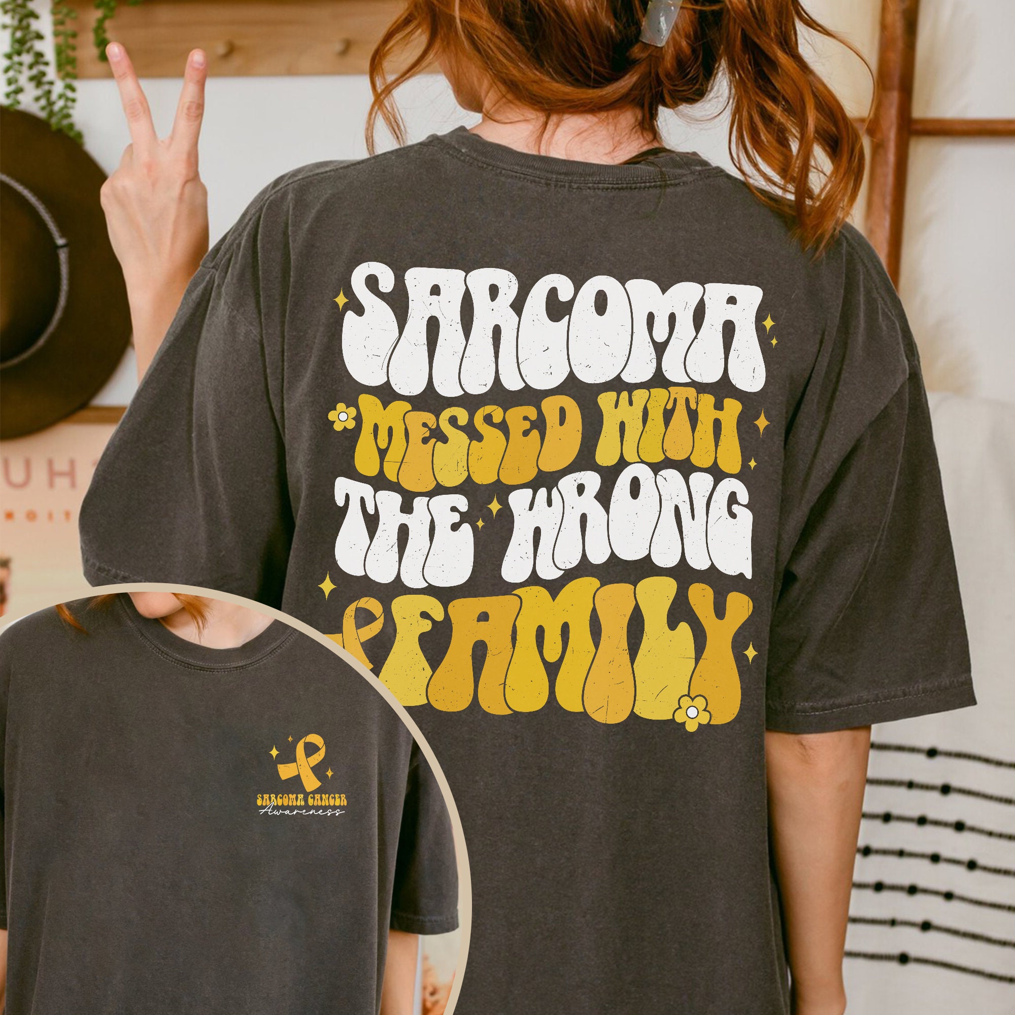 Sarcoma Awareness Shirt | Yellow Cancer Ribbon T-Shirt Sarcoma Awareness Shirt | Yellow Cancer Ribbon T-Shirt
