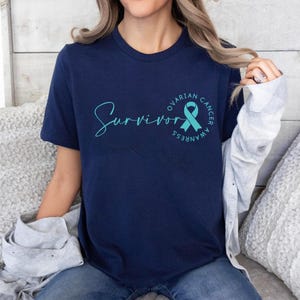 Ovarian Cancer Awareness Shirt, Teal Ribbon Shirt, Cancer Survivor Gift, Ovarian Warrior Shirt, Cancer Fighter, Ovarian Cancer Support Shirt