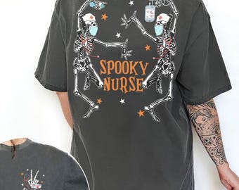 Halloween Skeleton Nurse Shirt, Custom Funny Nurse Shirt, Nurse Fall Sweatshirt, Skeleton Shirt, ER Nurse Shirt, Nursing Student Gift