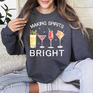 Funny Christmas Bartender Shirt, Bartending T-shirt, Bartender Christmas Gift, Making Spirit Brights, Barista Cocktails Christmas Shirt