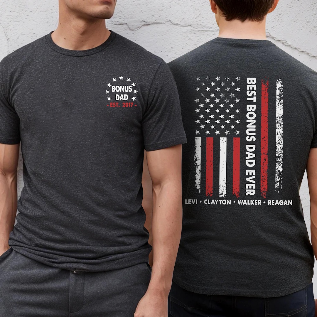 Custom Bonus Dad Shirt, Best Step Dad Tshirt, Funny Stepdad Gift ...