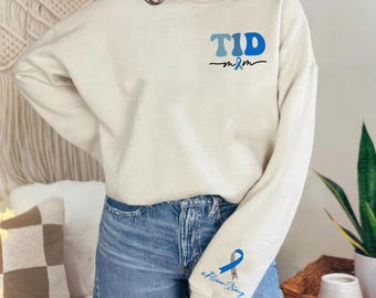 Custom Diabetes Awareness Shirt, Diabetes Mom Shirt, T1D Mom Tshirt, T1D Mama, Blue Ribbon Shirt, Diabetes Support Tee, Diabetic Gift