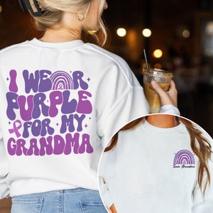 Custom Pancreatic Cancer Awareness Shirt, I Wear Purple For My Grandma, Family Cancer Support Shirt, Purple Ribbon, Warrior Shirt